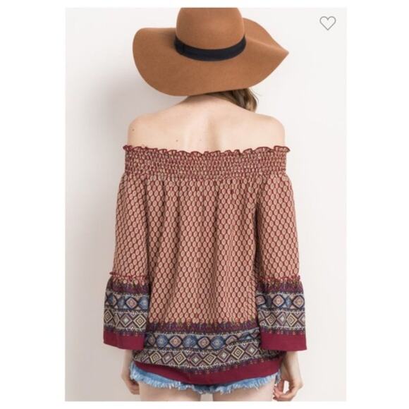 Women's Boho Peasant Blouse Off the Shoulder - Small - Picture 4 of 5